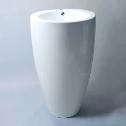 Lavabo|Rue Du Bain Lavabo Totem Rond - Céramique Blanc - 50x85 cm - Ove