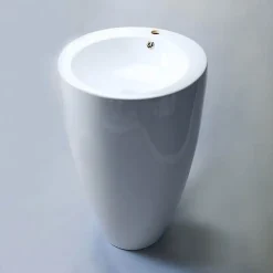 Lavabo|Rue Du Bain Lavabo Totem Rond - Céramique Blanc - 50x85 cm - Ove