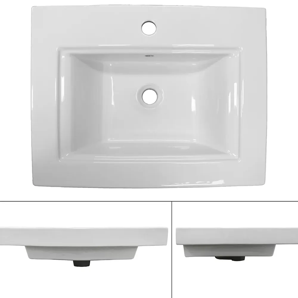 Vasque À Encastrer|ECD Germany Lavabo vasque a encastrer ceramique Evier encastré salle de bain 60x46x16 cm
