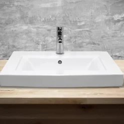 Vasque À Encastrer|ECD Germany Lavabo vasque a encastrer ceramique Evier encastré salle de bain 60x46x16 cm