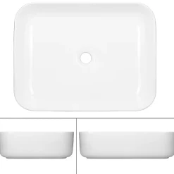 Vasque À Poser|ECD Germany Lavabo vasque a poser ceramique lave-main salle de bain blanc 505 x 395 x 135 mm
