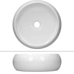 ECD Germany Lavabo vasque a poser salle de bain en ceramique rond 350 mm design moderne