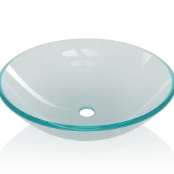 Helloshop26 Lavabo vasque salle de bain diamètre verre transparent