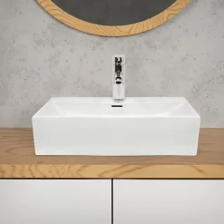 ECD Germany Lavabo vasque salle de bain en céramique suspendu / à poser angulaire 515x360mm