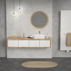 Vasque À Poser|ECD Germany Lavabo vasque salle de bain en céramique suspendu / à poser angulaire 415x360mm