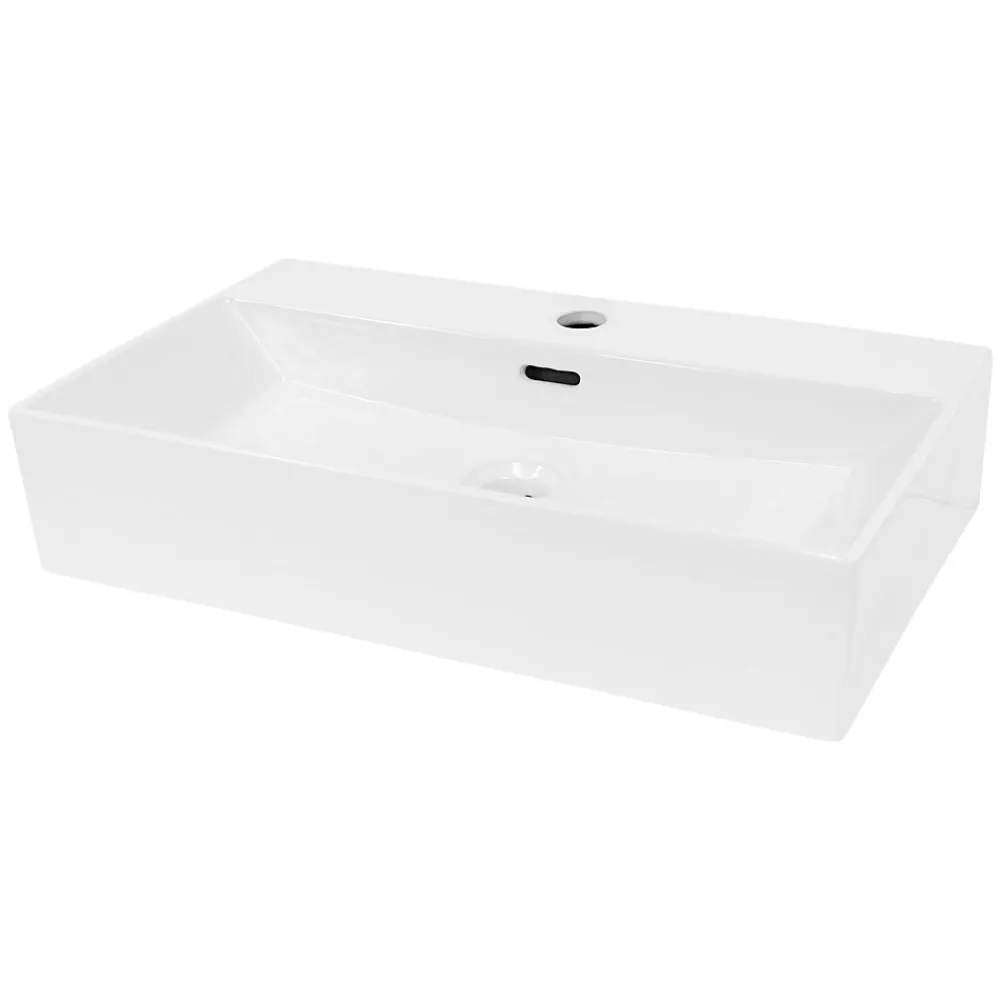 Vasque À Poser|ECD Germany Lavabo vasque salle de bain céramique suspendu/à poser rectangulaire 605x365 mm