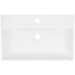 Vasque À Poser|ECD Germany Lavabo vasque salle de bain céramique suspendu/à poser rectangulaire 605x365 mm