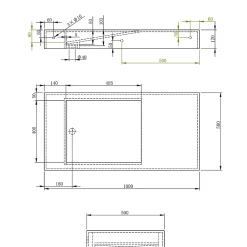 Lavabo|Bernstein Lavabo Vasque suspendu blanc mat 100x50x12cm en fonte minérale, montage mural, sans trou robinetterie - PB2155
