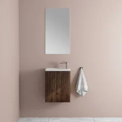 Plan Vasque Lave-Mains|Jindoli Lave main 40 cm chêne brun vieilli Aqualegno
