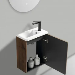 Plan Vasque Lave-Mains|Jindoli Lave main 40 cm chêne brun vieilli Aqualegno