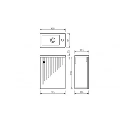 Plan Vasque Lave-Mains|Jindoli Lave main 40 cm chêne brun vieilli Aqualegno