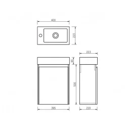 Jindoli Lave main 40 cm chêne rustique clair Aquastretto