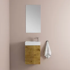 Plan Vasque Lave-Mains|Jindoli Lave main 40 cm effet chêne vieilli Aquapicolo