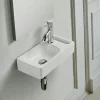 Lavabo|Rue Du Bain Lave main Rectangle 44 cm avec Porte serviette Céramique Blanc- Pratic
