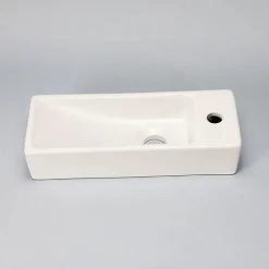Rue Du Bain Lave main Rectangle Droite Céramique Blanc - 38x15 cm - Minimalist