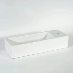Rue Du Bain Lave main Rectangle Droite Céramique Blanc - 38x15 cm - Minimalist