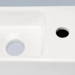 Rue Du Bain Lave main Rectangle Droite Céramique Blanc - 38x15 cm - Minimalist