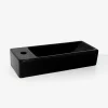 Lavabo|Rue Du Bain Lave main Rectangulaire Gauche Céramique Noire - 38x15 cm - Minimalist