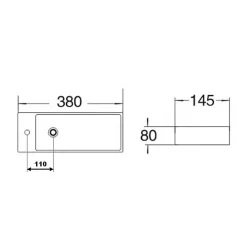 Lavabo|Rue Du Bain Lave main Rectangulaire Gauche Céramique Noire - 38x15 cm - Minimalist