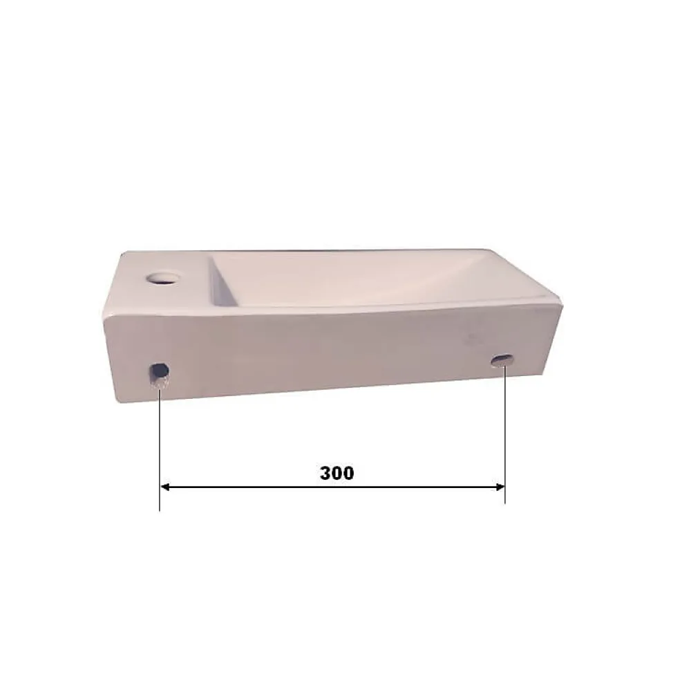 Lavabo|Rue Du Bain Lave main Rectangulaire Gauche Céramique Noire - 38x15 cm - Minimalist