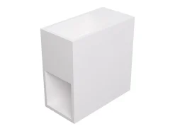 Vente-unique Lave main suspendu blanc en solid surface avec niche - Robinetterie à droite - 40 cm - PUMORI