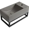 Lavabo|Vente-unique Lave main suspendu en béton avec support - Robinetterie à droite - L40 x l22 cm - UCHAMI
