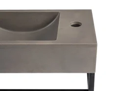 Lavabo|Vente-unique Lave main suspendu en béton avec support - Robinetterie à droite - L40 x l22 cm - UCHAMI