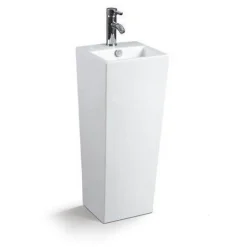 Lavabo|Rue Du Bain Lave Main Totem Carré - Céramique Blanc - 33x84 cm - Line