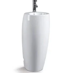 Lavabo|Rue Du Bain Lave Main Totem Rond - Céramique Blanc - 39x85 cm - Ove