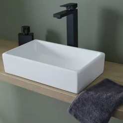 Planète Bain Lave mains à poser Line R en céramique blanc