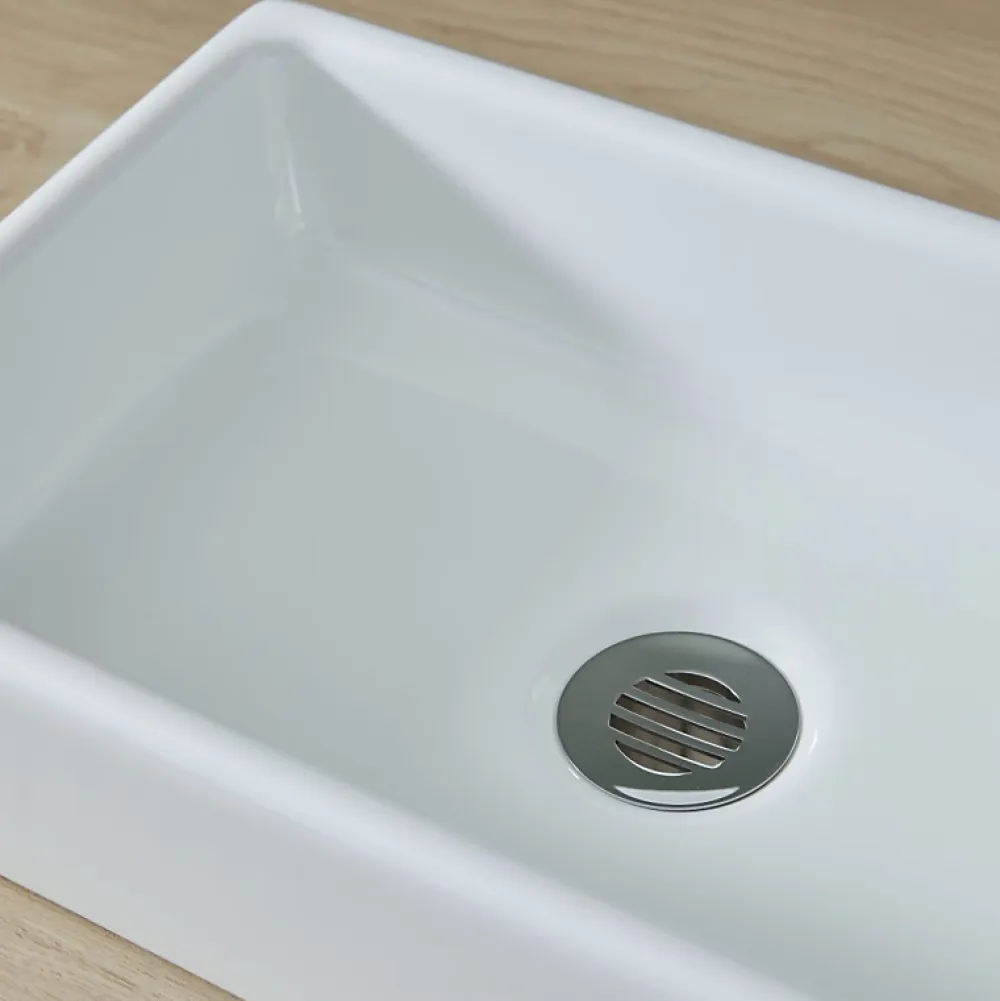 Planète Bain Lave mains à poser Line R en céramique blanc