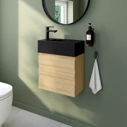 GoodHome Lave mains céramique l.45 cm, noir, Nira
