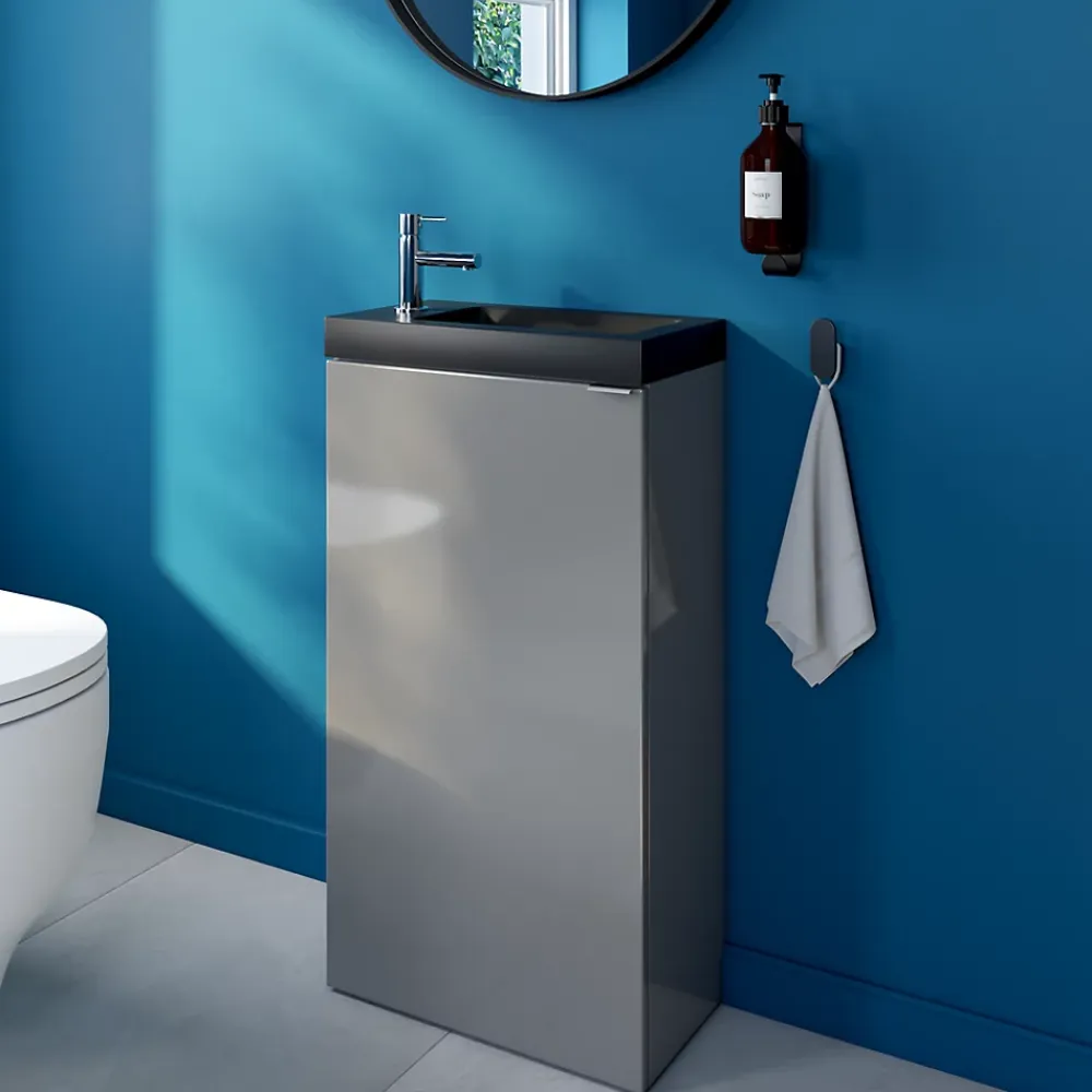 GoodHome Lave mains céramique l.45 cm, noir, Nira