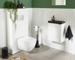 GoodHome Lave mains céramique l.45 cm, noir, Nira
