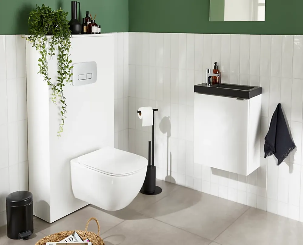 GoodHome Lave mains céramique l.45 cm, noir, Nira