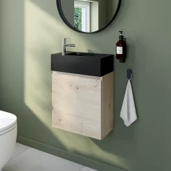 GoodHome Lave mains céramique l.45 cm, noir, Nira