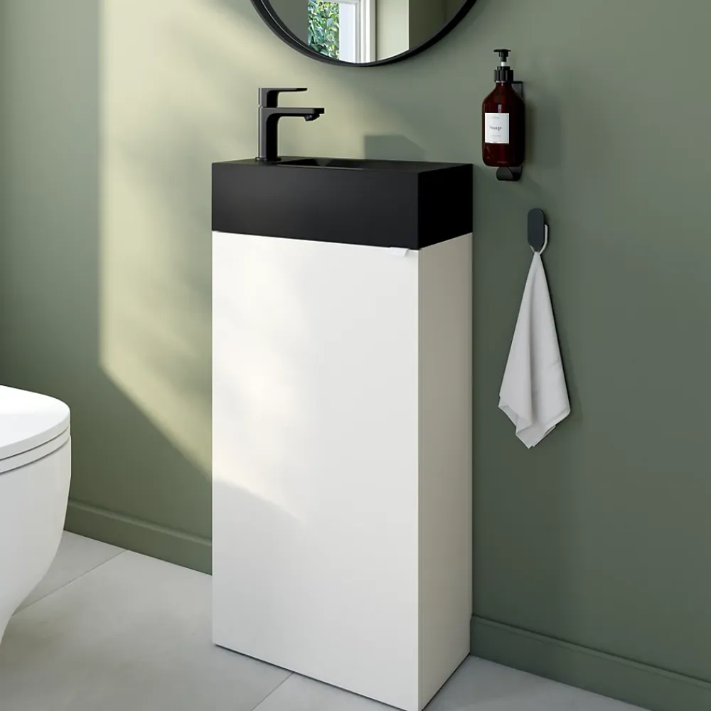 GoodHome Lave mains céramique l.45 cm, noir, Nira