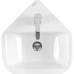 Sanindusa Lave mains d'angle mural céramique traditionnelle Look 45x45 blanc (robinet et vidage non inclus)