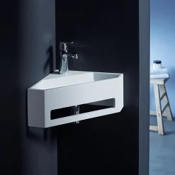 Lavabo|Planète Bain Lave mains d'angle scala pour wc en solid surface