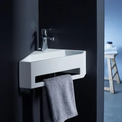 Lavabo|Planète Bain Lave mains d'angle scala pour wc en solid surface
