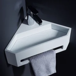 Lavabo|Planète Bain Lave mains d'angle scala pour wc en solid surface