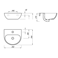 Lavabo|Planète Bain Lave mains en céramique à suspendre 35.5 cm avec trop plein - Lester
