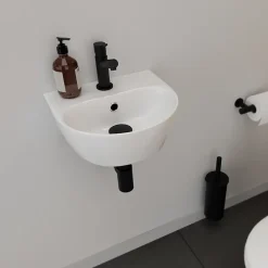 Lavabo|Planète Bain Lave mains en céramique à suspendre 35.5 cm avec trop plein - Lester