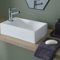 Lavabo|Planète Bain Lave mains rectangle blanc contemporain
