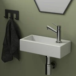 Planète Bain Lave mains rectangle design blanc