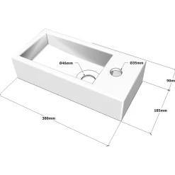 Planète Bain Lave mains rectangle design blanc