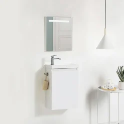 Lave-Mains|Bain-Bain Lave-main Prémonté Blanc 40Cm + Vasque céramique Blanche BILY -