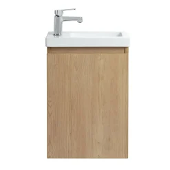 Lave-Mains|Bain-Bain Lave-main Prémonté Bois 40Cm + Vasque céramique Blanche BILY -