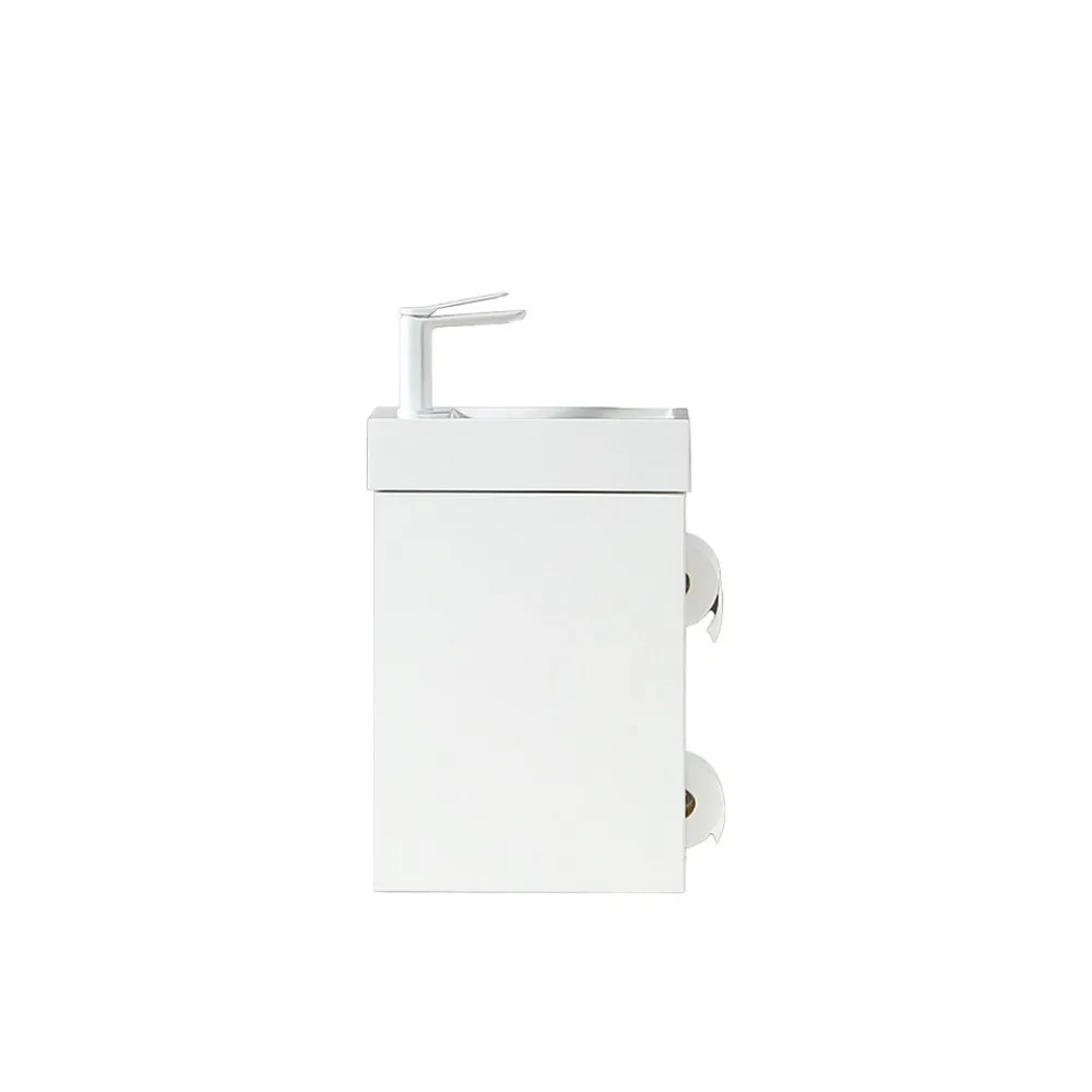 Jindoli Lave-main salle de bain Aquaba 40 cm finition blanc laqué