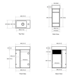 Jindoli Lave-main salle de bain Aquaba 40 cm finition blanc laqué